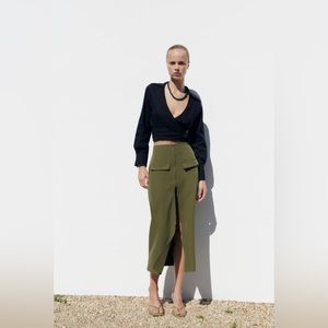 Zara zippered midi cargo skirt